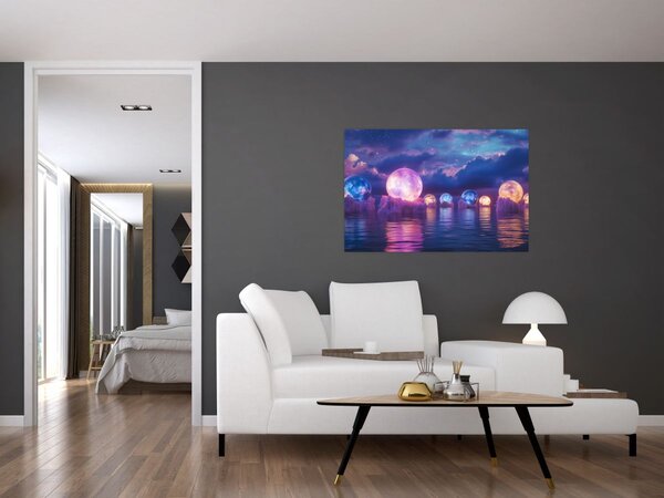 Kép - Bolygók a vízen (90x60 cm)