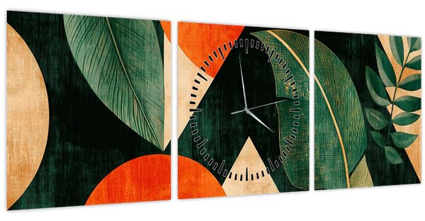 Kép - Geometrikus természeti minták II. (órával) (90x30 cm)