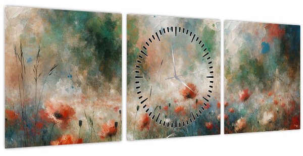 Kép – Pipacsmező absztrakciója (órával) (90x30 cm)