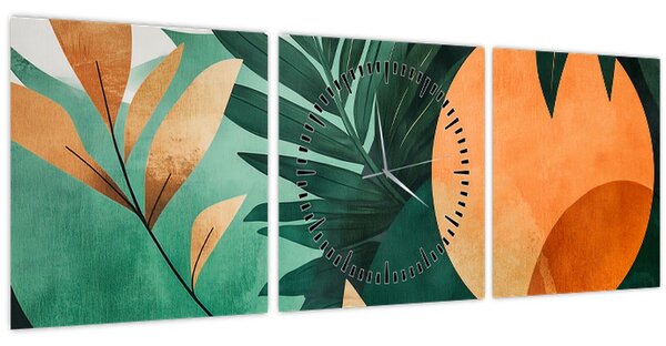 Kép - Geometrikus természeti minták (órával) (90x30 cm)