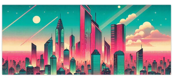 Kép – Nagyváros pop-art stílusban (120x50 cm)