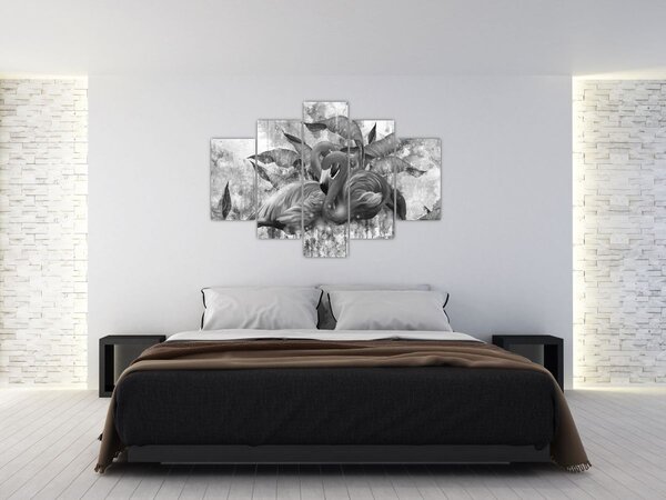 Kép - Flamingók graffiti (150x105 cm)