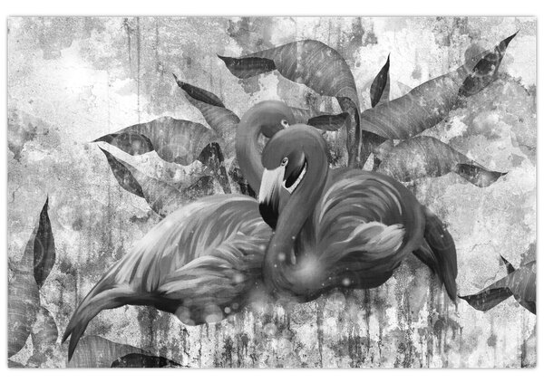 Kép - Flamingók graffiti (90x60 cm)
