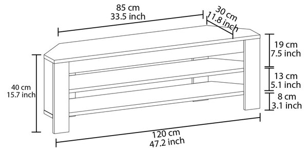Corner TV-állvány, szürke, 120 cm