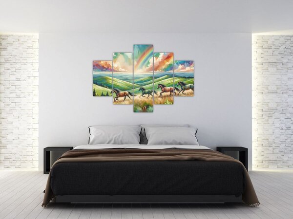 Kép – Vágtázó lovak a tájban (150x105 cm)
