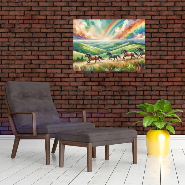 Kép – Vágtázó lovak a tájban (70x50 cm)