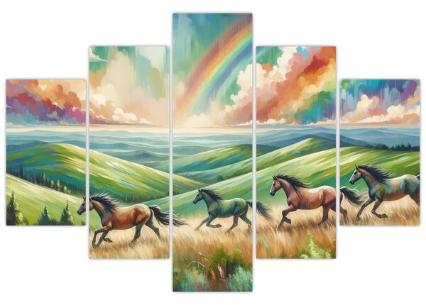 Kép – Vágtázó lovak a tájban (150x105 cm)