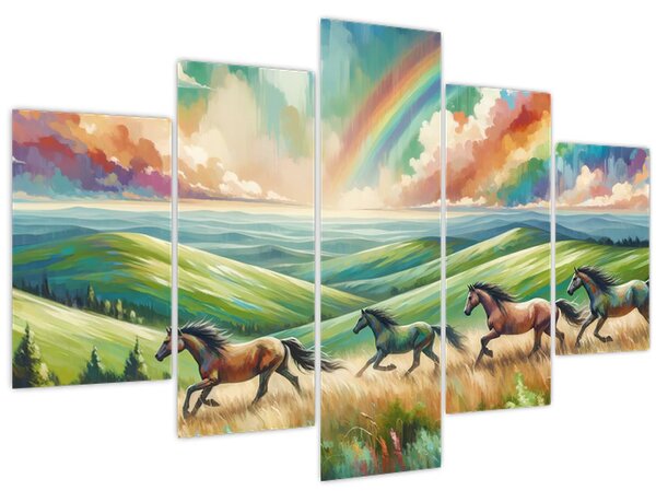 Kép – Vágtázó lovak a tájban (150x105 cm)