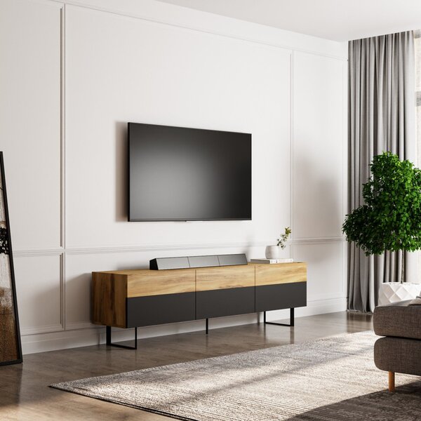Sign TV-állvány, fekete-tölgy, 180 cm