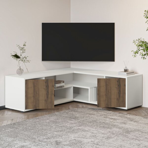 Rosa TV-állvány, fehér-antik dió, 120 cm