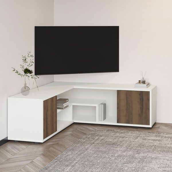 Rosa TV-állvány, fehér-antik dió, 120 cm