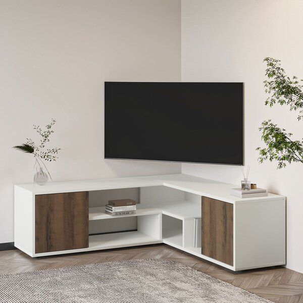 Rosa TV-állvány, fehér-antik dió, 120 cm