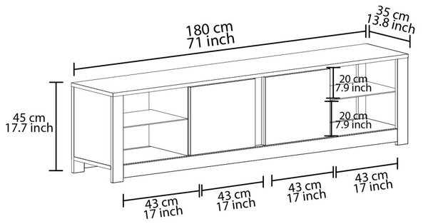 Aydos TV-állvány, tölgy, 180 cm