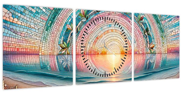 Kép – Naplemente mozaik (órával) (90x30 cm)