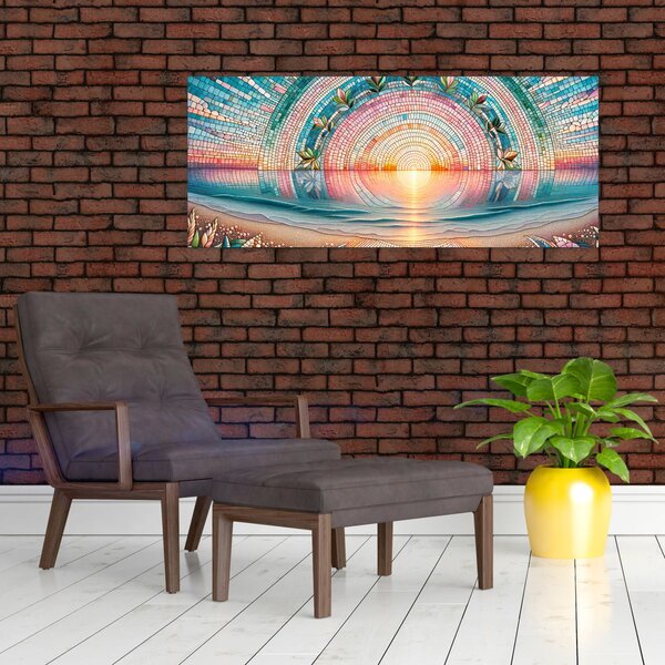 Kép – Naplemente mozaik (120x50 cm)