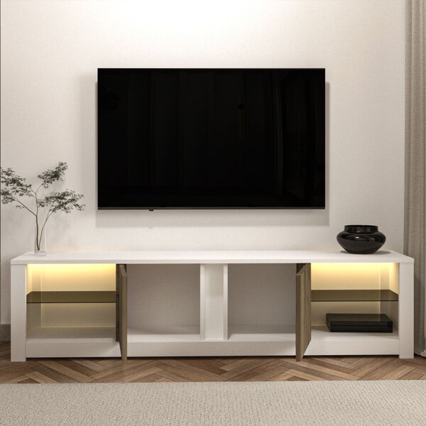 Aydos TV-állvány, fehér-tölgy, 180 cm