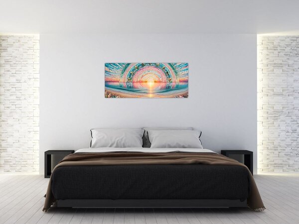 Kép – Naplemente mozaik (120x50 cm)
