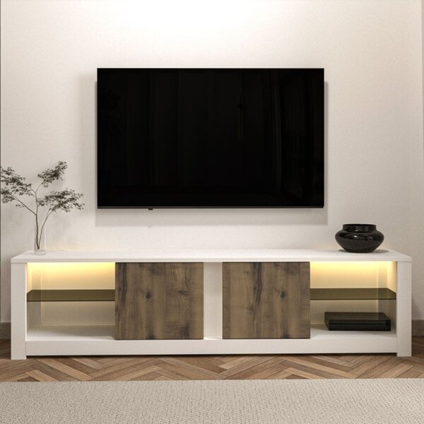 Aydos TV-állvány, fehér-tölgy, 180 cm