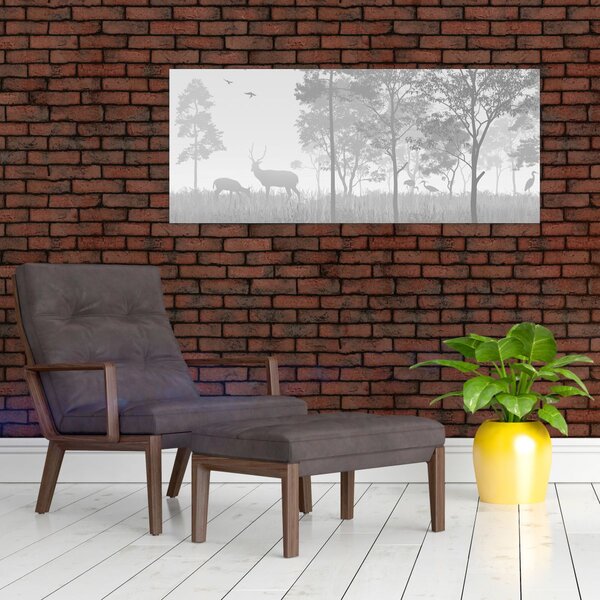Kép - rét szarvasokkal (120x50 cm)