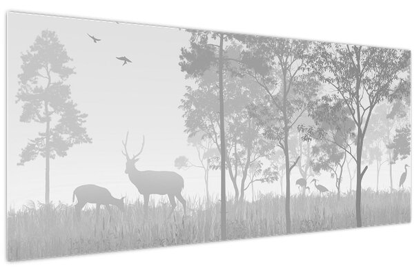 Kép - rét szarvasokkal (120x50 cm)