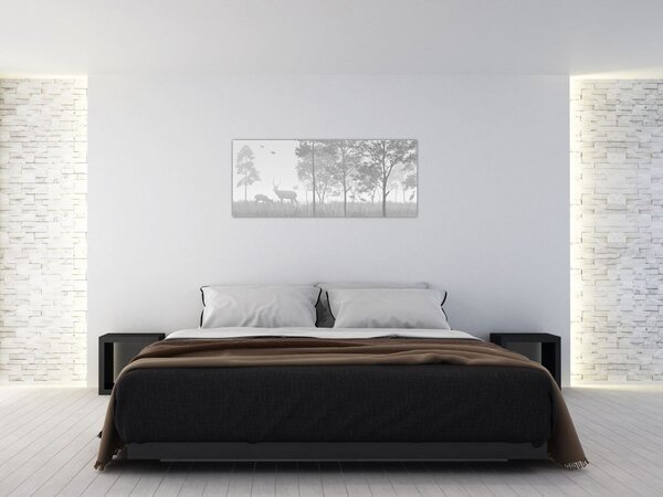 Kép - rét szarvasokkal (120x50 cm)