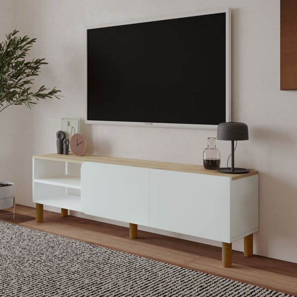 River TV-állvány, fehér-zafír tölgy, 150 cm
