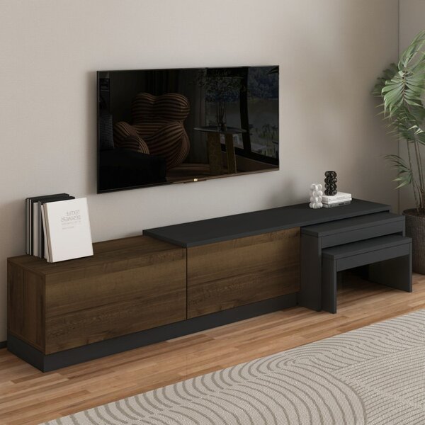 Nest TV-állvány, antracit-antik dió, 180 cm