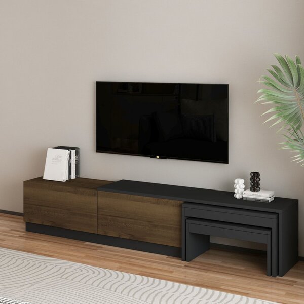 Nest TV-állvány, antracit-antik dió, 180 cm