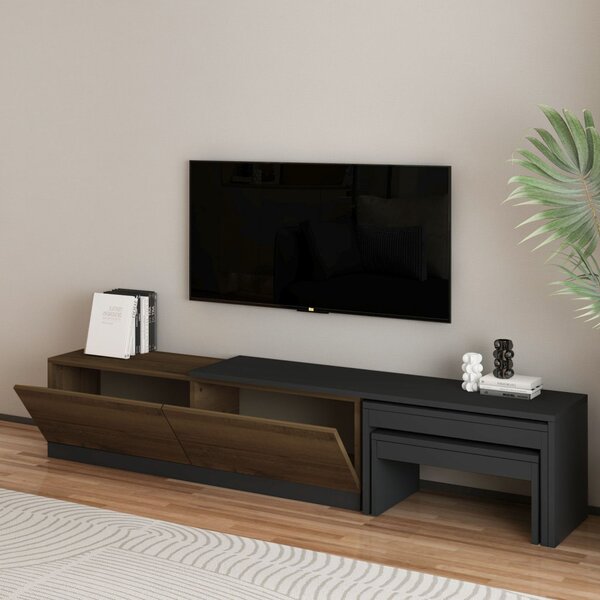 Nest TV-állvány, antracit-antik dió, 180 cm