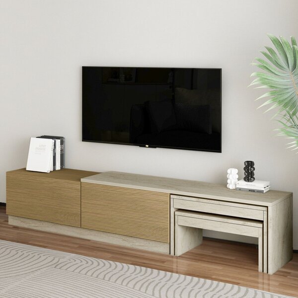 Nest TV-állvány, travertin-meleg tölgy, 180 cm
