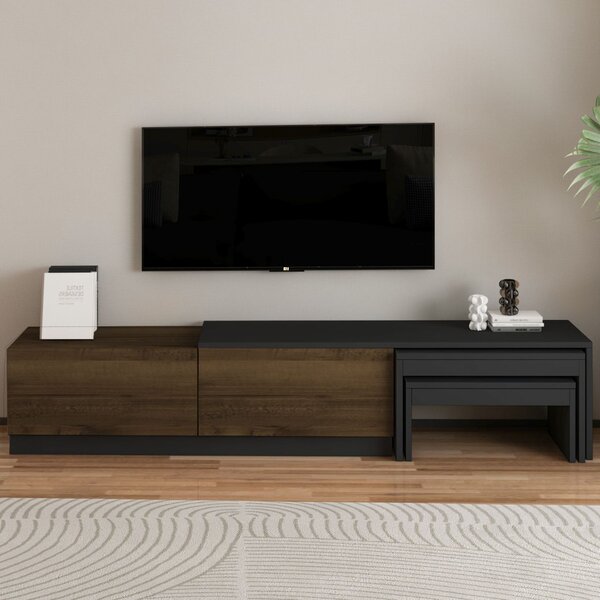 Nest TV-állvány, antracit-antik dió, 180 cm