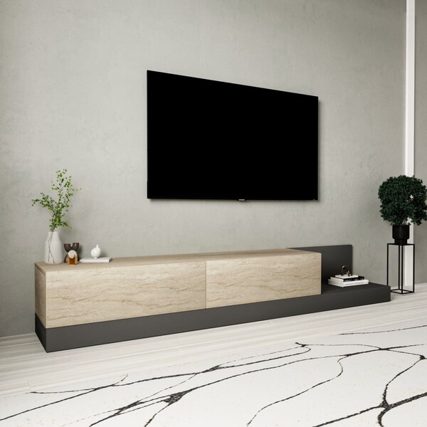 Major TV-állvány, travertin-antracit, 180 cm