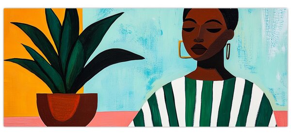 Kép - Nő virággal (120x50 cm)