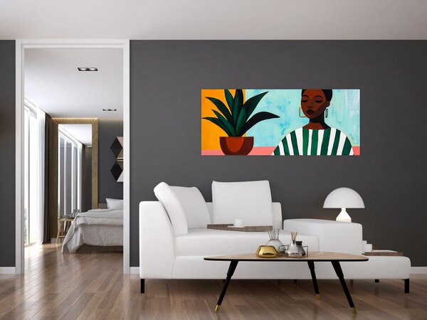 Kép - Nő virággal (120x50 cm)