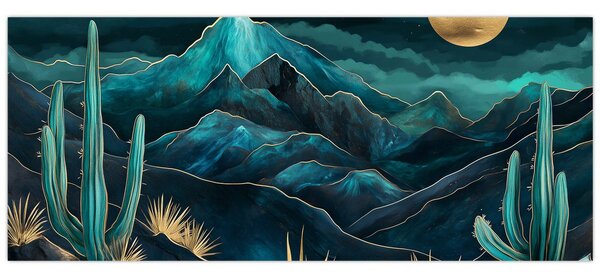 Kép - Türkiz éjszaka (120x50 cm)