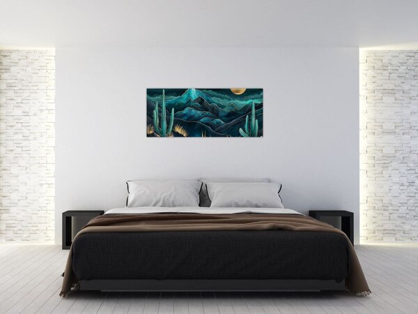 Kép - Türkiz éjszaka (120x50 cm)