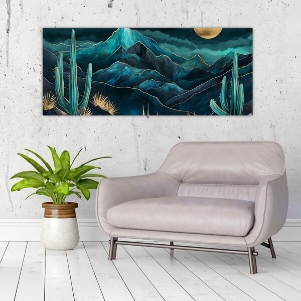 Kép - Türkiz éjszaka (120x50 cm)