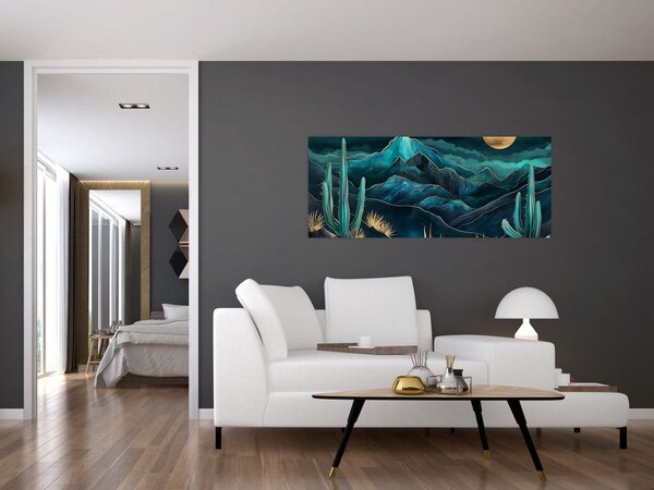 Kép - Türkiz éjszaka (120x50 cm)