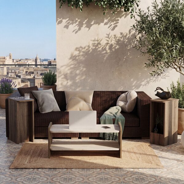 Amon - Travertine, Antique Walnut