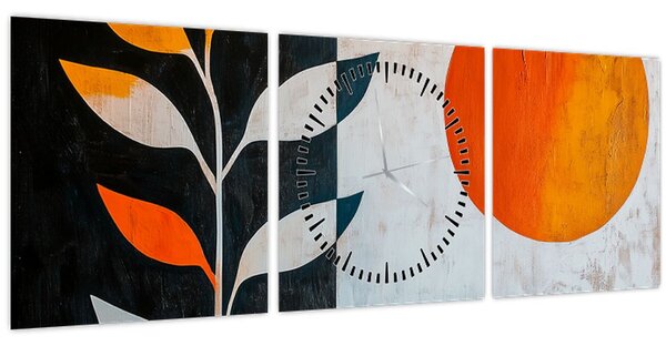 Kép - Növény és nap absztrakciója (órával) (90x30 cm)
