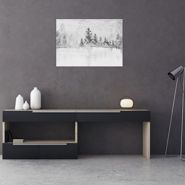 Kép - Szarvas a tónál (70x50 cm)