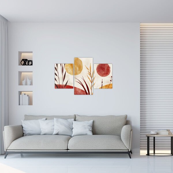 Kép - Növények és körök (90x60 cm)