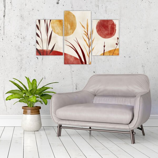 Kép - Növények és körök (90x60 cm)