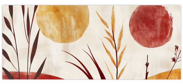 Kép - Növények és körök (120x50 cm)