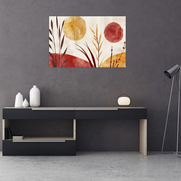 Kép - Növények és körök (90x60 cm)