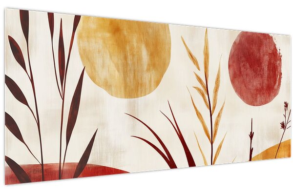 Kép - Növények és körök (120x50 cm)