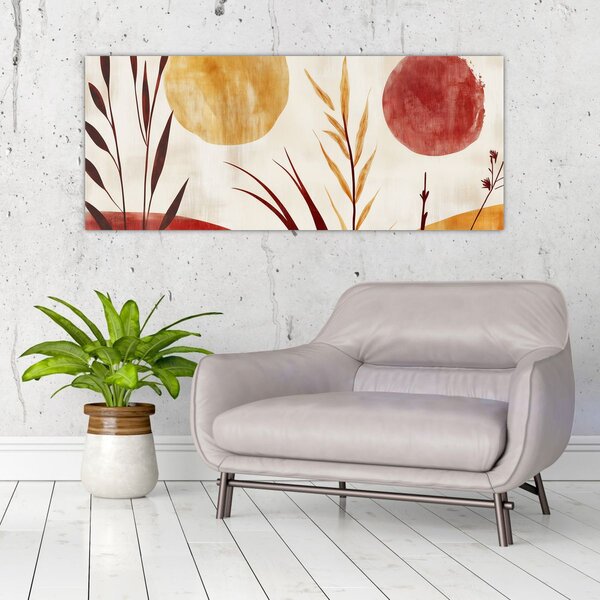 Kép - Növények és körök (120x50 cm)