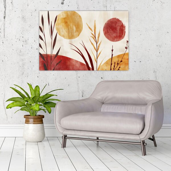 Kép - Növények és körök (90x60 cm)