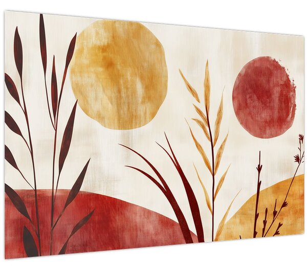 Kép - Növények és körök (90x60 cm)