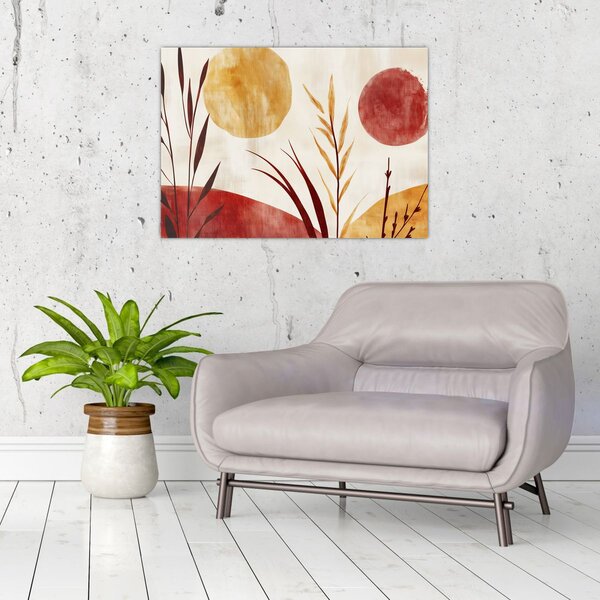 Kép - Növények és körök (70x50 cm)